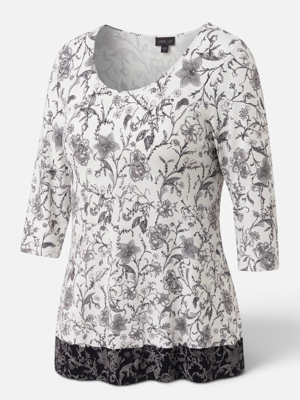 J. Jill Collection White Floral Scoop-Neck Tee